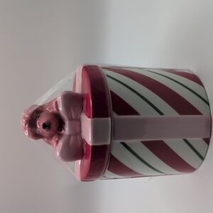 Pink Poodle And Gift Box Ceramic Jar